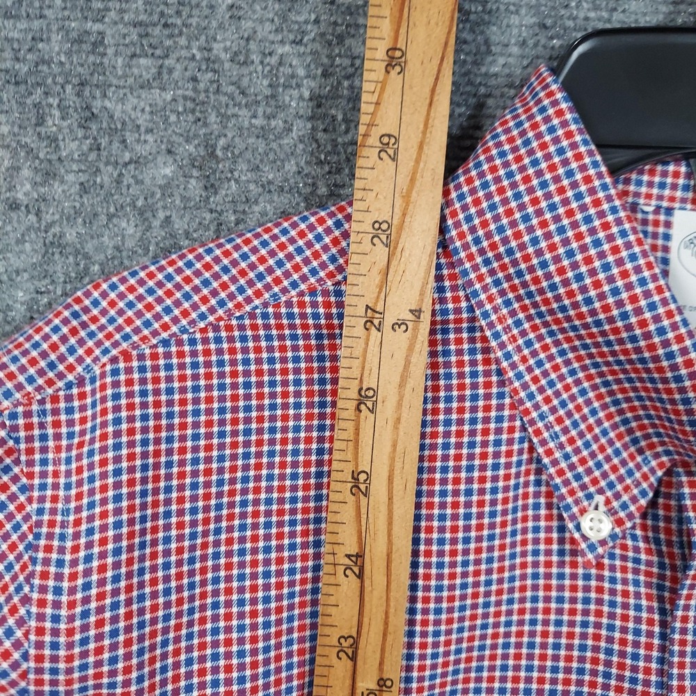 Brooks Brothers Shirt Mens Medium Red Check Long Sleeve Regent Non Iron - Picture 7 of 10